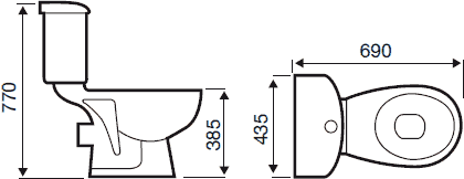 Technical image of Hydra Esposito 2 Bathroom Suite With 1700x810mm Freestanding Bath.