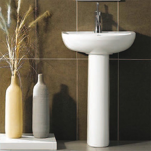 Larger image of Hydra Freedom Curved Basin With Pedestal. 530x510mm.