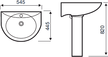 Technical image of Hydra G4K Suite With Toilet Pan. Cistern, Seat, Basin & Pedestal.