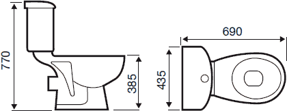 Technical image of Hydra G2 Comfort Height Toilet With Cistern & Soft Close Seat.