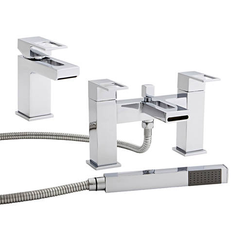 Larger image of Kartell Kourt Basin & Bath Shower Mixer Tap Pack (Chrome).