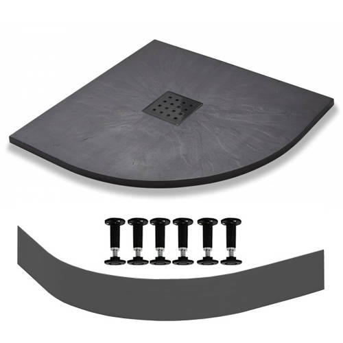 Larger image of Slate Trays Quadrant Easy Plumb Shower Tray & Waste 800mm (Graphite).