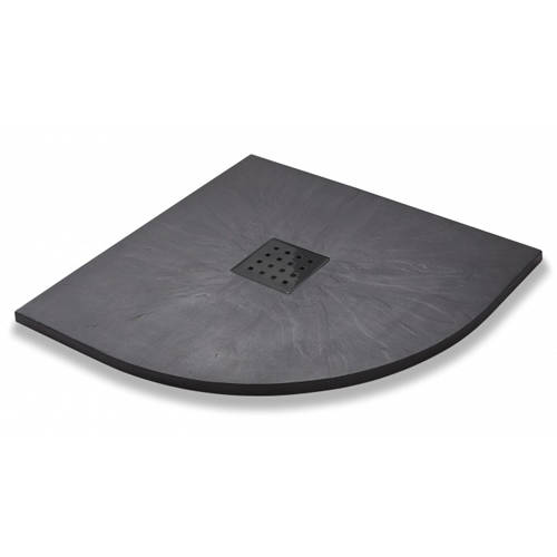 Larger image of Slate Trays Quadrant Shower Tray & Graphite Waste 900mm (Graphite).