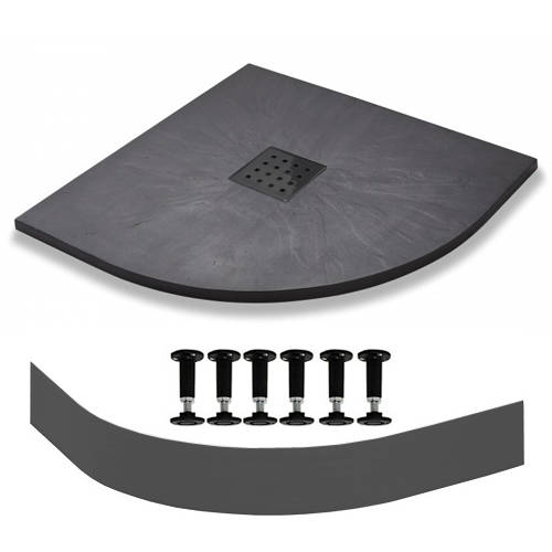 Larger image of Slate Trays Quadrant Easy Plumb Shower Tray & Waste 900mm (Graphite).