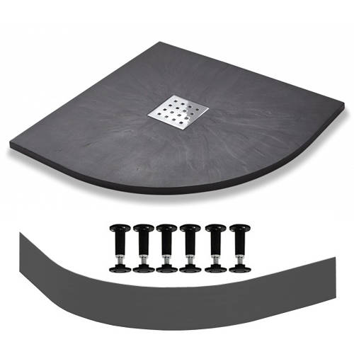 Larger image of Slate Trays Quadrant Easy Plumb Shower Tray & Waste 900mm (Graphite).