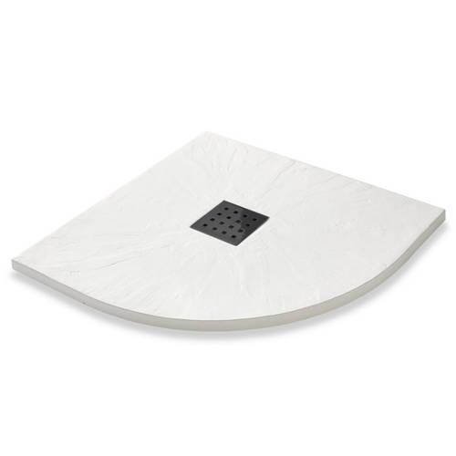 Larger image of Slate Trays Quadrant Shower Tray & Graphite Waste 900mm (White).