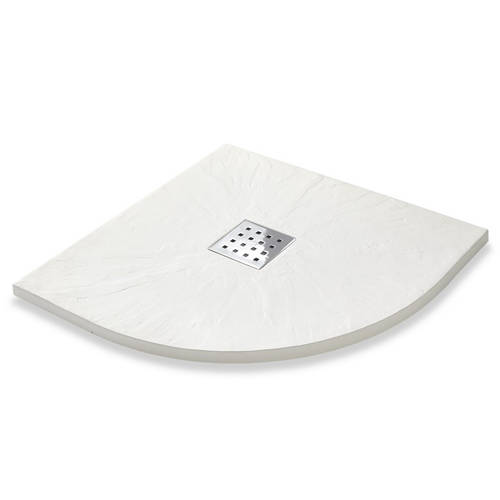 Larger image of Slate Trays Quadrant Shower Tray & Chrome Waste 900mm (White).