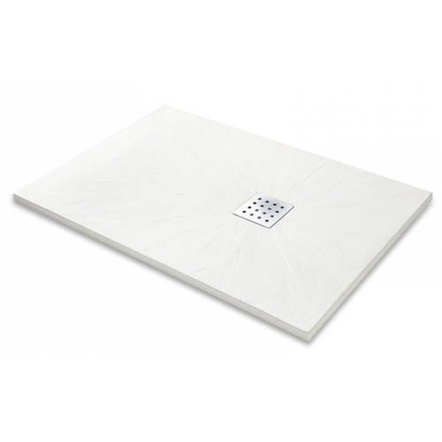 Larger image of Slate Trays Rectangular Shower Tray & Chrome Waste 1200x800 (White).