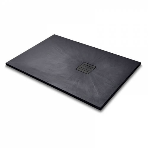 Larger image of Slate Trays Rectangular Shower Tray & Graphite Waste 1200x900 (Black).