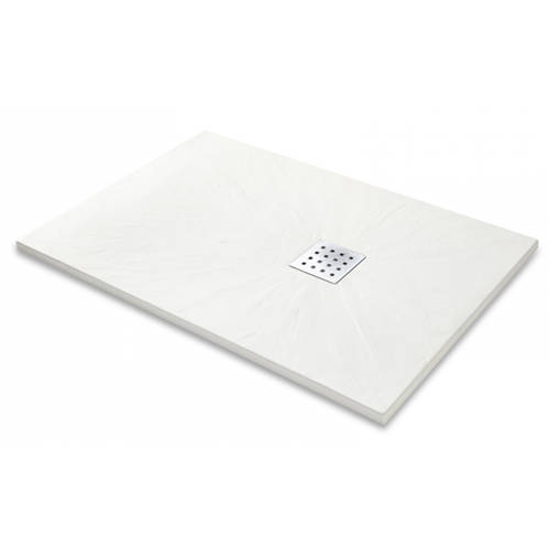 Larger image of Slate Trays Rectangular Shower Tray & Chrome Waste 1200x900 (White).
