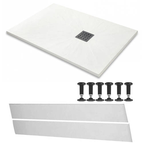 Larger image of Slate Trays Rectangular Easy Plumb Shower Tray & Waste 1400x900 (White).