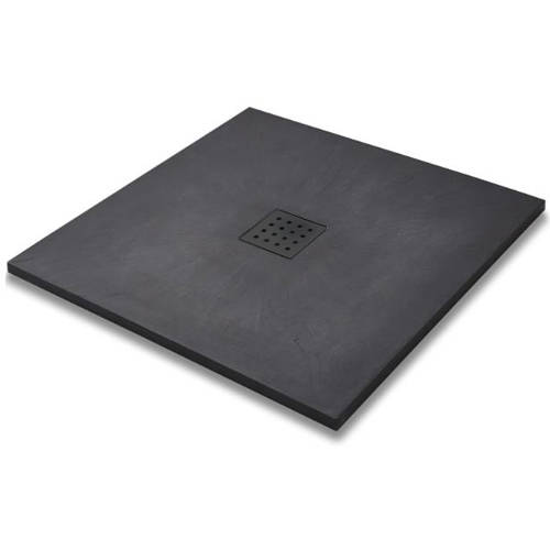 Larger image of Slate Trays Square Shower Tray & Graphite Waste 800x800 (Graphite).