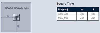 Technical image of Slate Trays Easy Plumb Square Shower Tray & Waste 800x800 (Graphite).