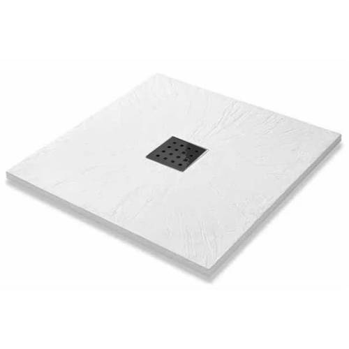 Larger image of Slate Trays Square Shower Tray & Graphite Waste 900x900 (White).