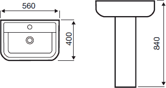 Technical image of Hydra Modern Suite With Toilet Pan. Cistern, Seat, Basin & Pedestal.