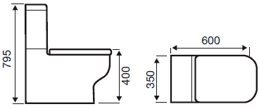 Technical image of Hydra Modern Toilet With Cistern & Soft Close Seat.