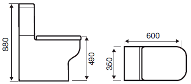 Technical image of Hydra Comfort Height Toilet With Cistern & Soft Close Seat.