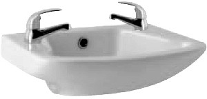 Larger image of Hydra G4K Wall Mounted 2 Tap Hole Basin. 360x260mm.