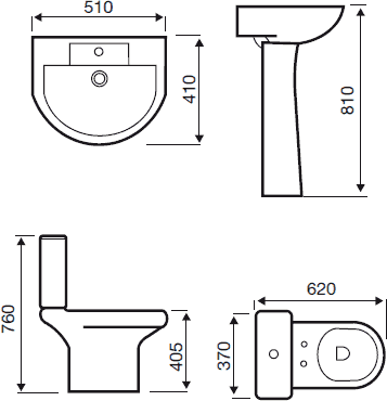 Technical image of Hydra Revive Suite With 1500x700mm Single Ended Acrylic Bath.