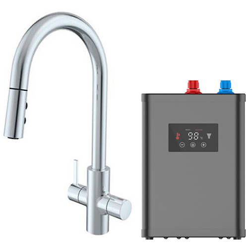 Larger image of Kedl Reach Digital 4 In 1 Boiling Water Kitchen Tap (Chrome, 2.4L).