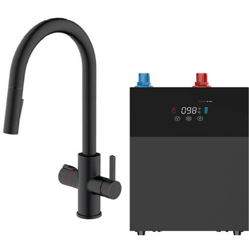 Larger image of Kedl Reach Digital 4 In 1 Boiling Water Kitchen Tap (Matt Black, 4.0L).
