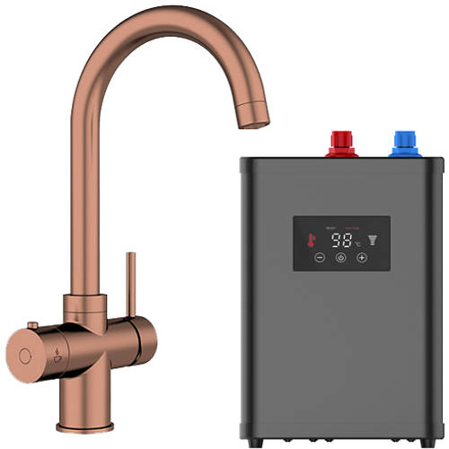 Larger image of Kedl Tundra Digital 3 In 1 Boiling Water Kitchen Tap (Copper, 2.4L).