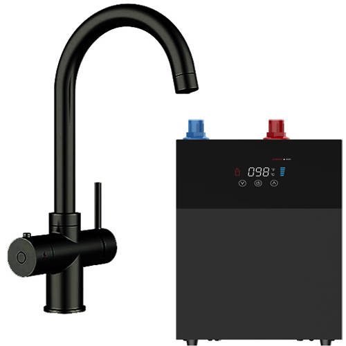 Larger image of Kedl Tundra Digital 3 In 1 Boiling Water Kitchen Tap (Matt Black, 4.0L).