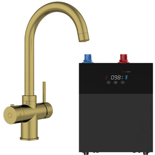 Larger image of Kedl Tundra Digital 4 In 1 Boiling Water Kitchen Tap (Brushed Gold, 4.0L).