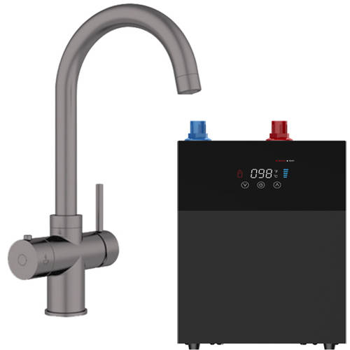 Larger image of Kedl Tundra Digital 4 In 1 Boiling Water Kitchen Tap (Gun Metal Grey, 4.0L).