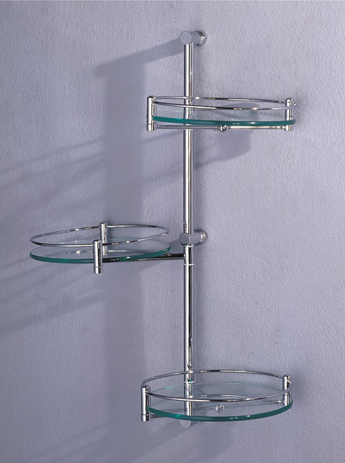 Larger image of Hudson Reed Achill bathroom stand with 3 glass shelves