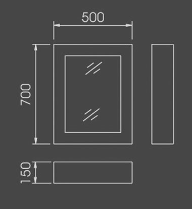 Technical image of Lucy Fareham bathroom cabinet.  500x700mm.