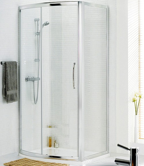 Larger image of Lakes Classic 1200x700 Bow Fronted Shower Enclosure & Tray (Silver).