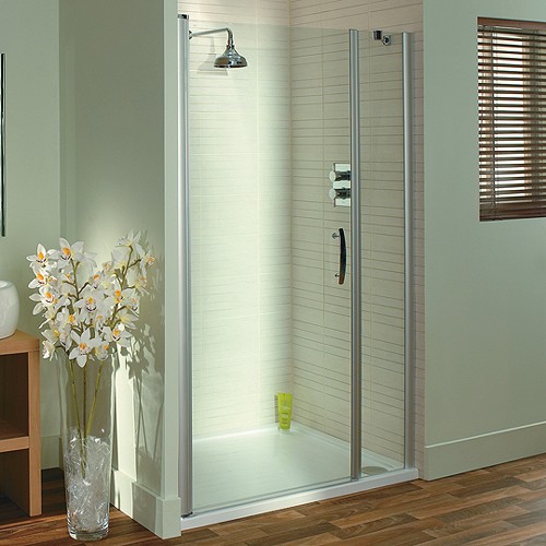 Larger image of Lakes Italia Pivot Shower Door & In-Line Glass Panel (1000mm).