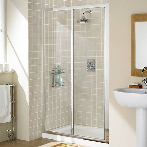 Larger image of Lakes Classic 1200mm Framed Slider Shower Door (Silver).