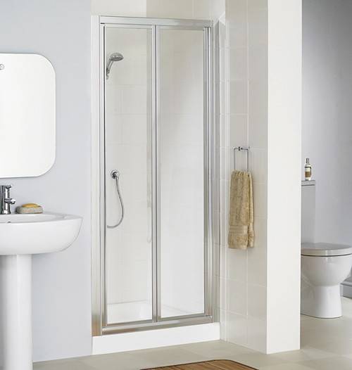 Example image of Lakes Classic 800mm Framed Bi-Fold Shower Door (Silver).