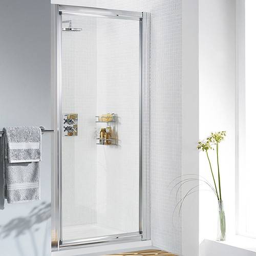 Larger image of Lakes Classic 800mm Framed Pivot Shower Door (Silver).