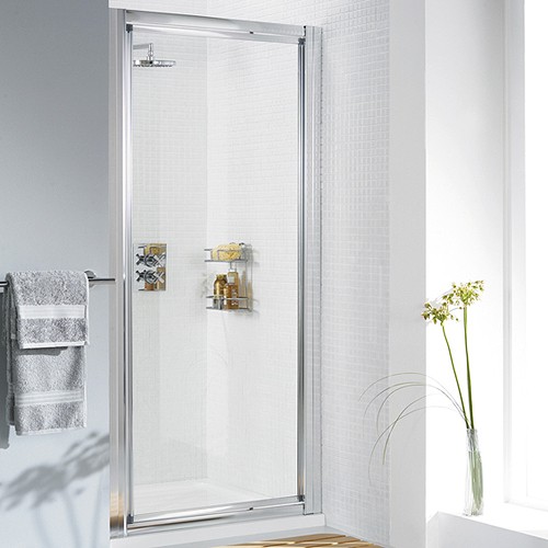 Larger image of Lakes Classic 1000mm Framed Pivot Shower Door (Silver).
