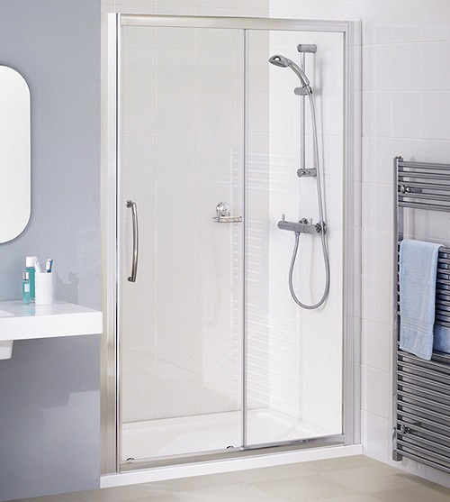 Larger image of Lakes Classic 1700mm Semi-Frameless Slider Shower Door (Silver).