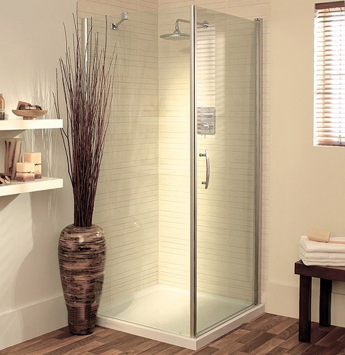 Larger image of Lakes Italia 700mm Square Shower Enclosure, Pivot Door & Tray (Silver).
