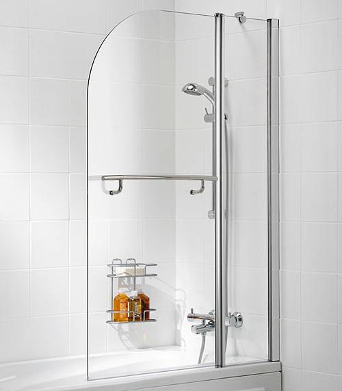 Larger image of Lakes Classic 975x1400 Curved Bath Screen With Fixed Panel & Towel Rail.