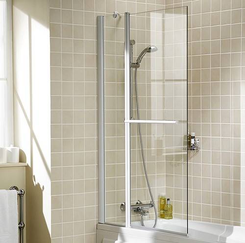 Larger image of Lakes Classic 944x1500 Square Bath Screen With Fixed Panel & Towel Rail.