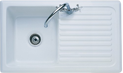 Larger image of Rangemaster Rustique 1.0 Bowl Ceramic Kitchen Sink, Right Hand Drainer.