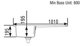 Technical image of Rangemaster Rustique 1.0 Bowl Ceramic Kitchen Sink, Right Hand Drainer.