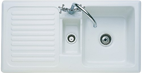 Rangemaster Rustique 1 5 Bowl Ceramic Kitchen Sink Left