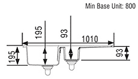 Technical image of Rangemaster Rustique 1.5 Bowl Ceramic Kitchen Sink, Right Hand Drainer.