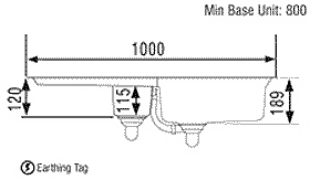 Technical image of Rangemaster Keyhole 1.5 Bowl Stainless Steel Kitchen Sink. Reversible.