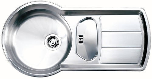 Larger image of Rangemaster Keyhole 1.25 Bowl Stainless Steel Kitchen Sink. Reversible.