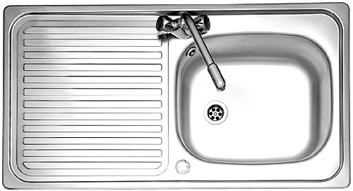 Larger image of Leisure Sinks Linear 1.0 bowl stainless steel kitchen sink. Reversible. Waste kit supplied