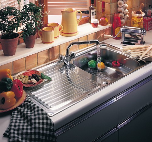 Example image of Leisure Sinks Linear 1.0 bowl stainless steel kitchen sink. Reversible. Waste kit supplied
