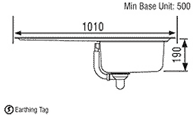 Technical image of Rangemaster Manhattan 1.0 Bowl Stainless Steel Sink, Left Hand Drainer.